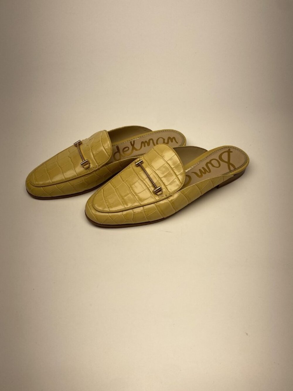 Sam Edelman Shoes Womens Size 9.5 Croc Embossed Mules Loafers Slip On Flat